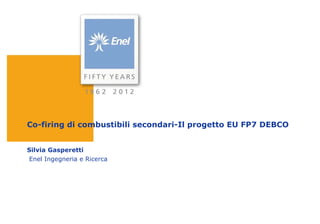 Co-firing di combustibili secondari-Il progetto EU FP7 DEBCO
Silvia Gasperetti
Enel Ingegneria e Ricerca
 