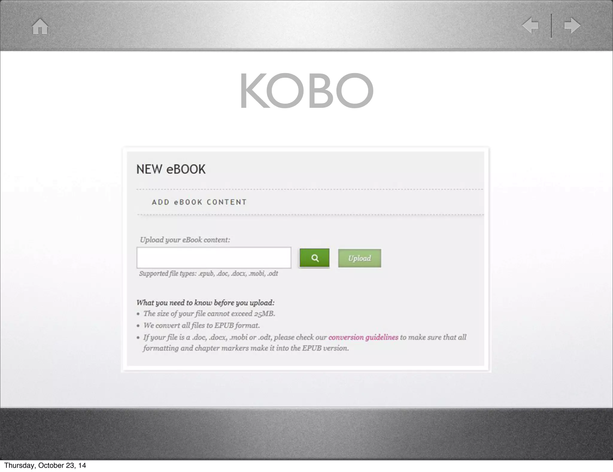 KOBO 
Thursday, October 23, 14 
 