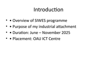 Siwes Powerpoint Model Example SIWES_Defence_Presentation.pptx Microbiology | PPTX