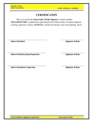 Siwes Form Siwes report original | DOCX