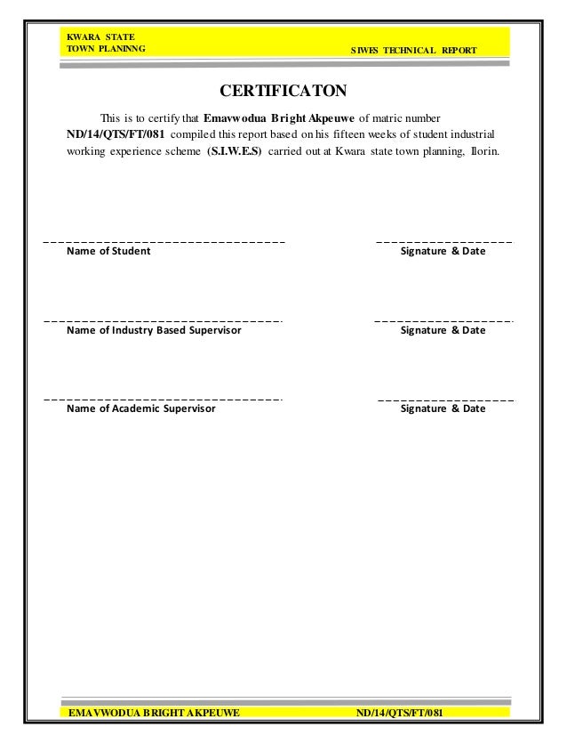 Siwes Report Original