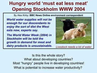 Improving livestock water productivity to help satisfy future human dietary requirements in developing countries