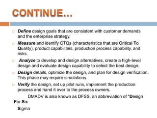  Define design goals that are consistent with customer demands
and the enterprise strategy.
 Measure and identify CTQs (...