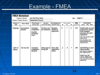Example - FMEA




                                      24
Six Sigma Overview                         Page 24
 
