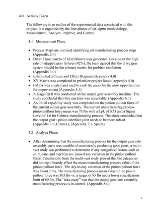 Six Sigma Final Outline