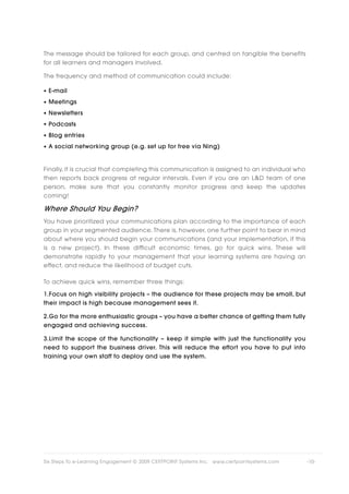 Six Steps to eLearning engagement and boosting the value of your LMS | PDF