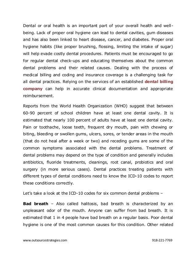 Six Common Dental Problems and Their Related ICD10 Codes