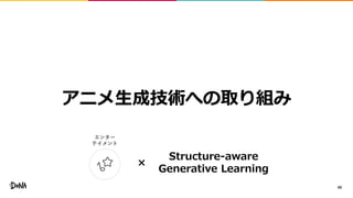 40
アニメ生成技術への取り組み
Structure-aware
Generative Learning
×
エンター
テイメント
 