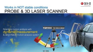 Works in NOT stable conditions
PROBE & 3D LASER SCANNER
SIX D INDIA
 