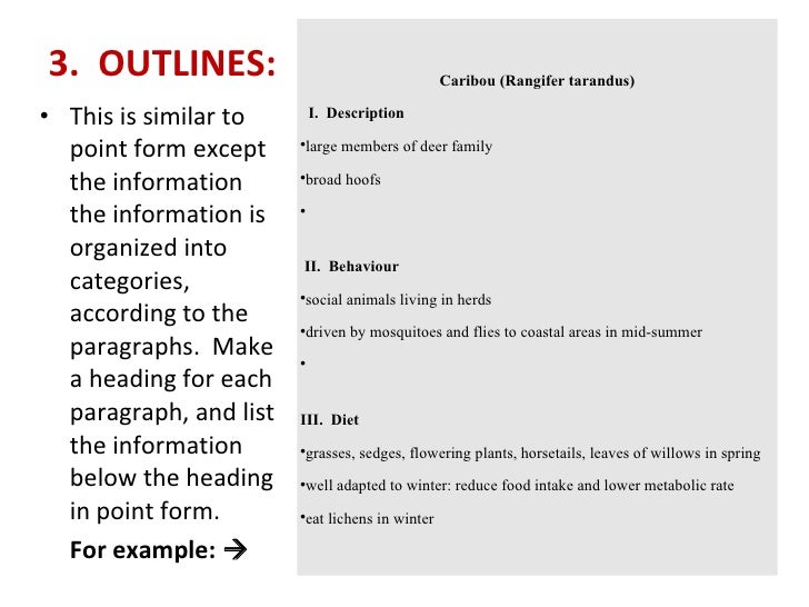 six examples of ways to take notes vr1 1 point form