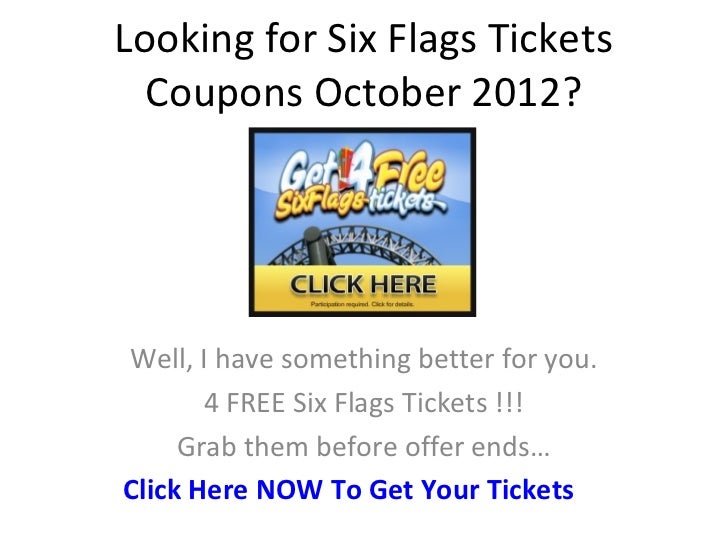 Six Flags Tickets Coupons October 2012