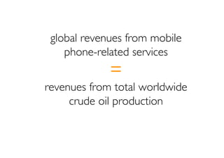global revenues from mobile
    phone-related services
             =
revenues from total worldwide
     crude oil product...