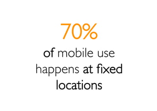 70%
 of mobile use
happens at ﬁxed
    locations
 