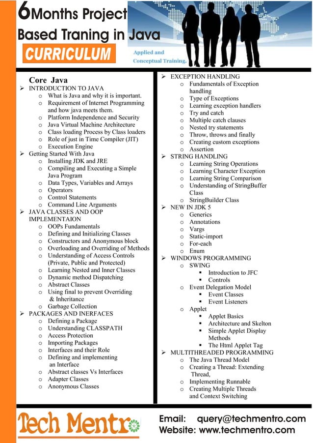 6 Months Project Training in Java | PDF image.