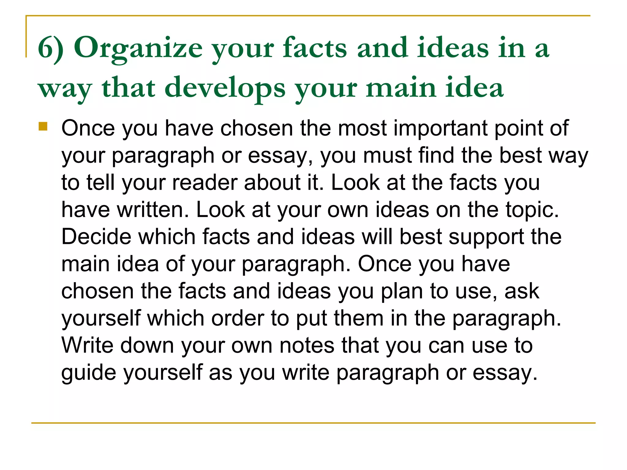 Six pre writing steps | PPT