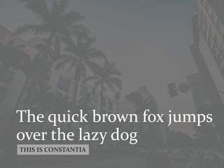 The quick brown fox jumps
over the lazy dog
THIS IS CONSTANTIA
 