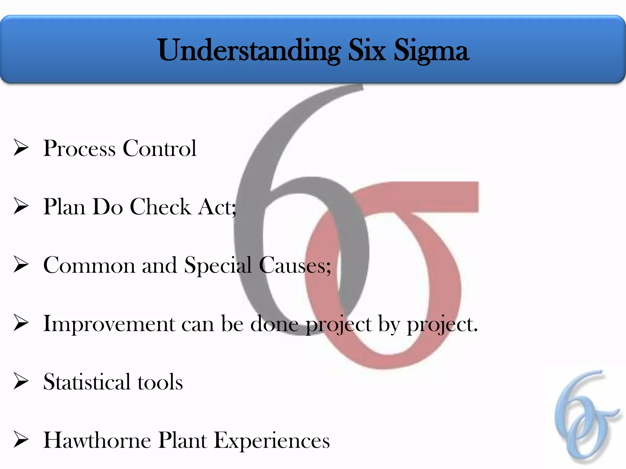 Key role of six sigma