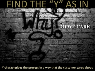 FIND THE “Y” AS IN




Y characterizes the process in a way that the customer cares about
 
