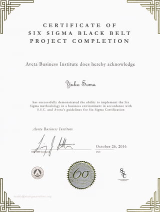 Six Sigma Black Belt