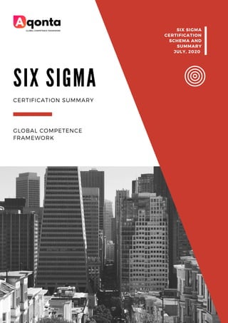S I X S I G M A
GLOBAL COMPETENCE
FRAMEWORK
CERTIFICATION SUMMARY
SIX SIGMA
CERTIFICATION
SCHEMA AND
SUMMARY
JULY, 2020
 