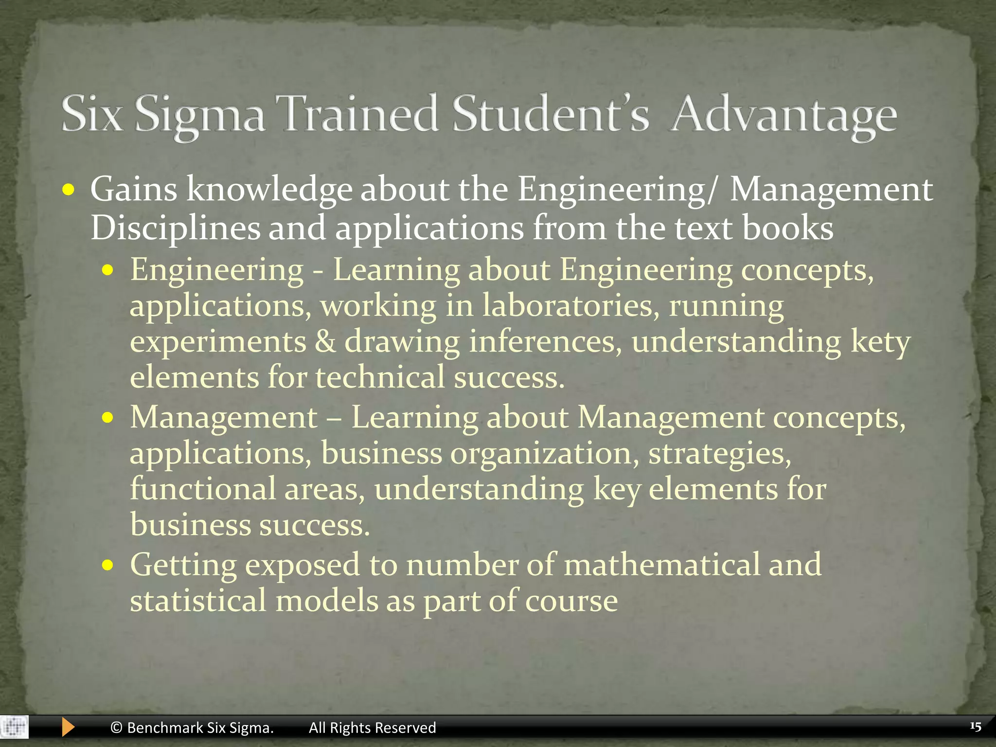 Process Management through Measurements of outputs