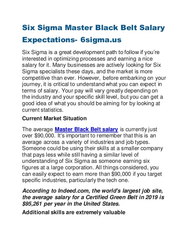 Six Sigma Master Black Belt Salary Expectations 6sigma.us