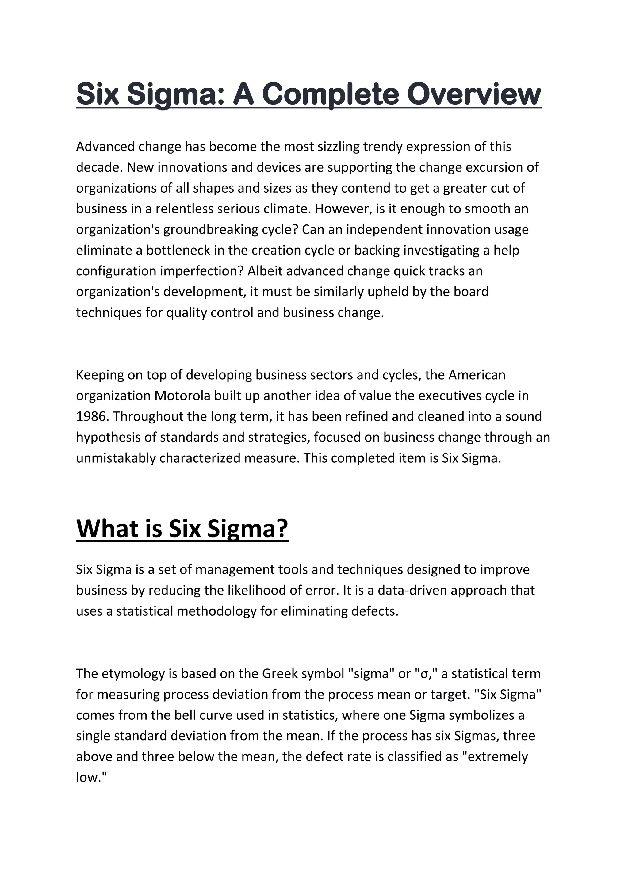Six sigma Courses | PDF