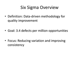 Comprehensive Six Sigma Methodology for Quality and Efficiency ...