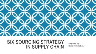 SIX SOURCING STRATEGY
IN SUPPLY CHAIN
Prepared by:
Rahat Himmat ALi
 