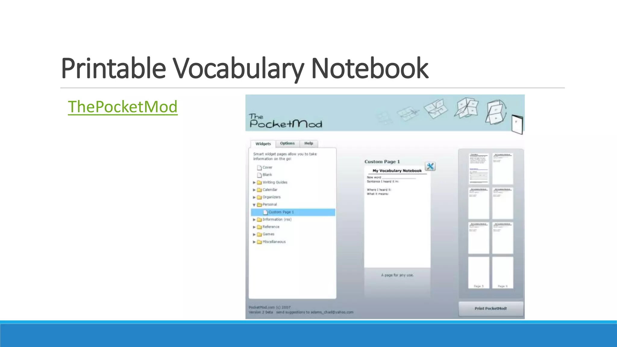 Printable Vocabulary Notebook
ThePocketMod
 