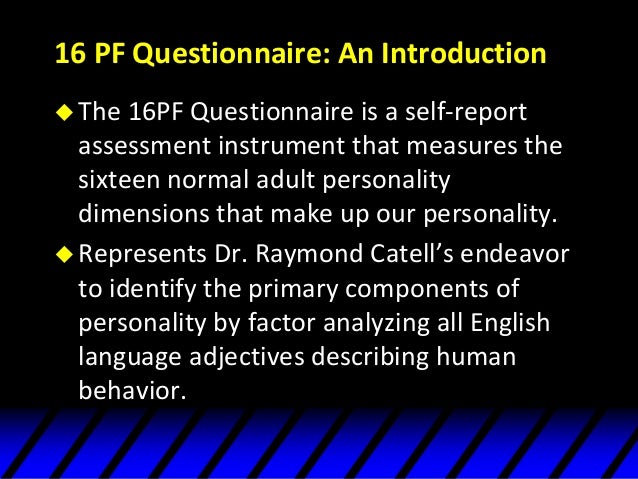 Sixteen Personality Factor Questionnaire 5th Edition Training Module