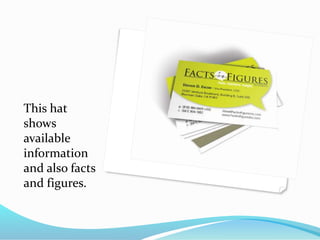 This hat
shows
available
information
and also facts
and figures.
 