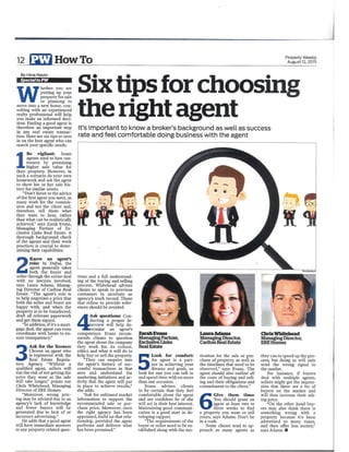 Six tips for choosing right agent  pw august 12 2015