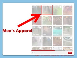 @2015 : www.sixtosuccess.wordpress.com : How To Use Pinterest?
Men’s Apparel
 