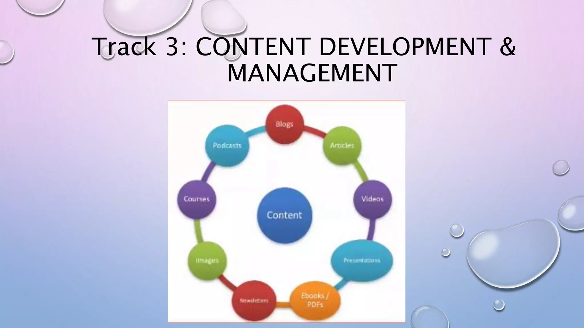 Track 3: CONTENT DEVELOPMENT &
MANAGEMENT
 