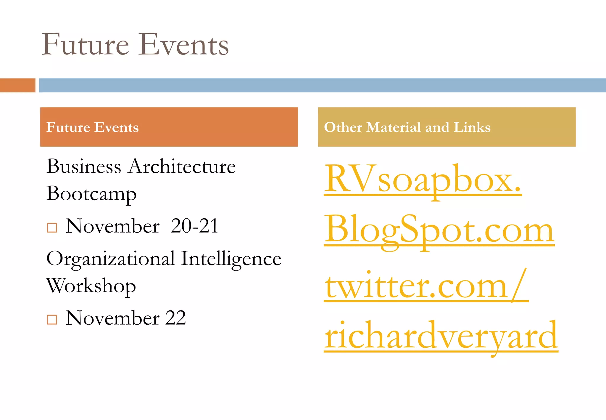 eBooklet Now Available
leanpub.com/
businessarchitecture-
viewpoints/
 