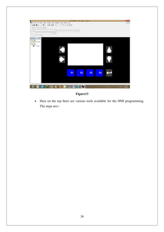 Figure13
• Here on the top there are various tools available for the HMI programming.
The steps are:-
38
 