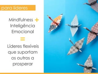 para líderes
Líderes flexíveis
que suportam
os outros a
prosperar
=
Inteligência
Emocional
+Mindfulness
 