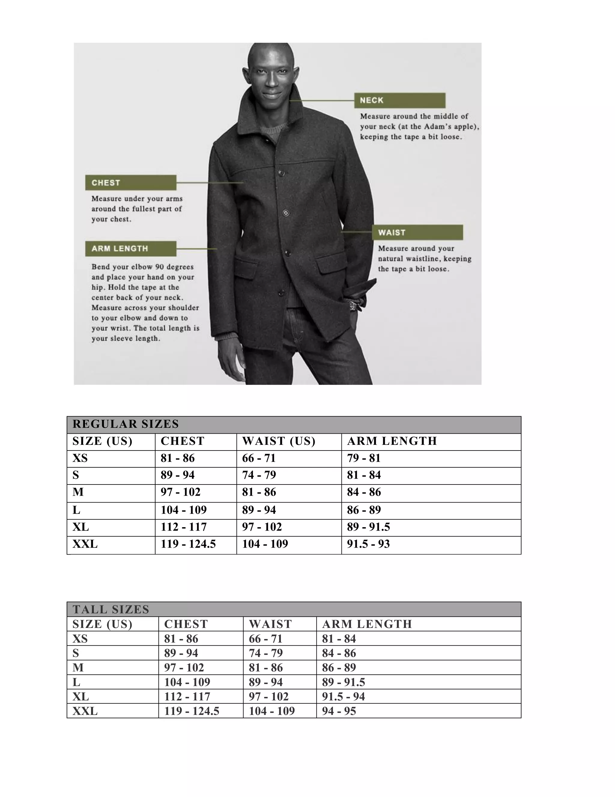 j crew dress shirt size chart Size chart j crew