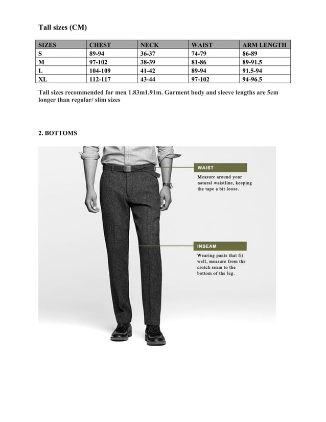 Size chart j crew PDF