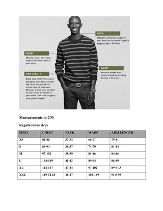 Size chart j crew | PDF