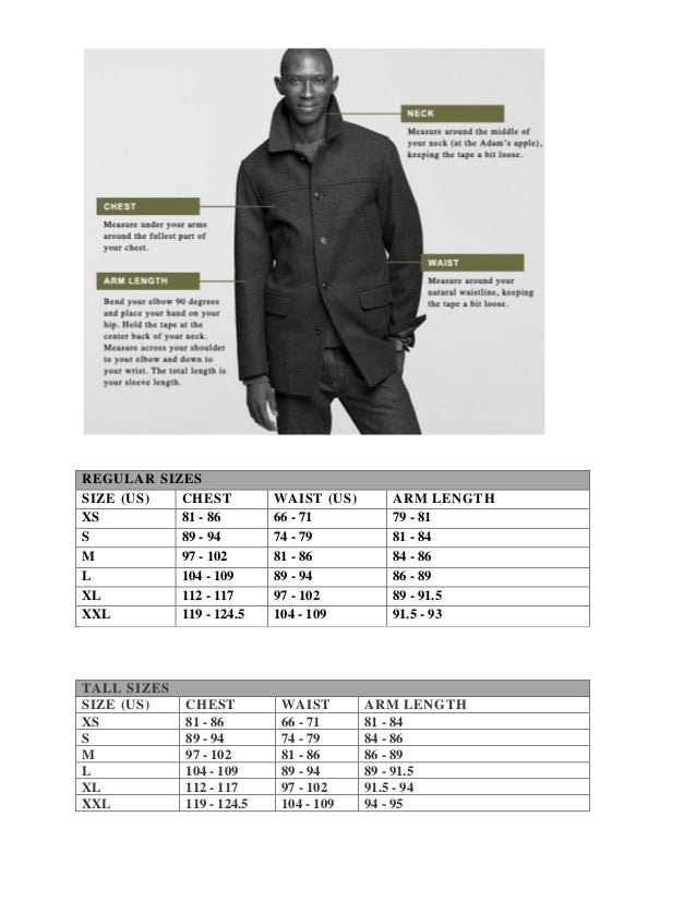 J Crew Coat Size Chart