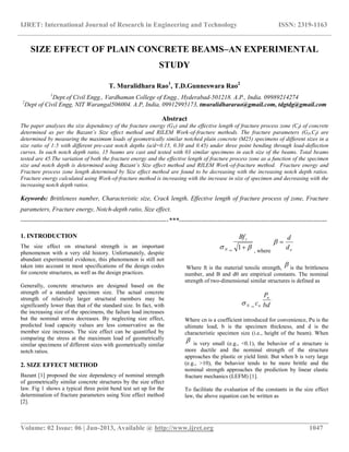 Size effect of plain concrete beams–an experimental study | PDF