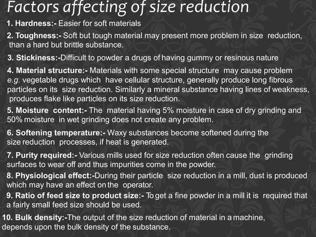 Size reduction, process of size reduction, size reduction a topic of ...