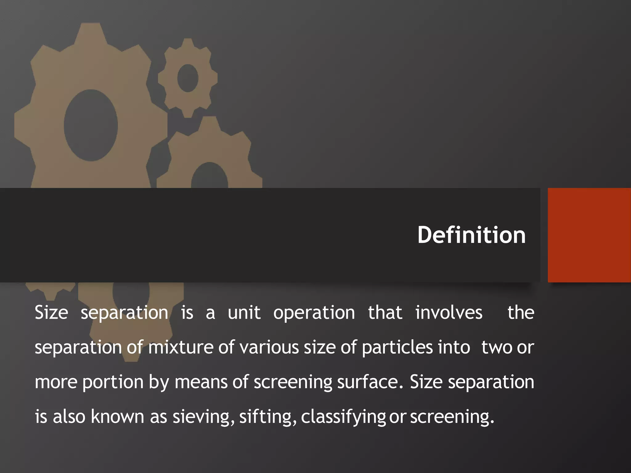 Size Separation as per PCI Syllabus | PPTX