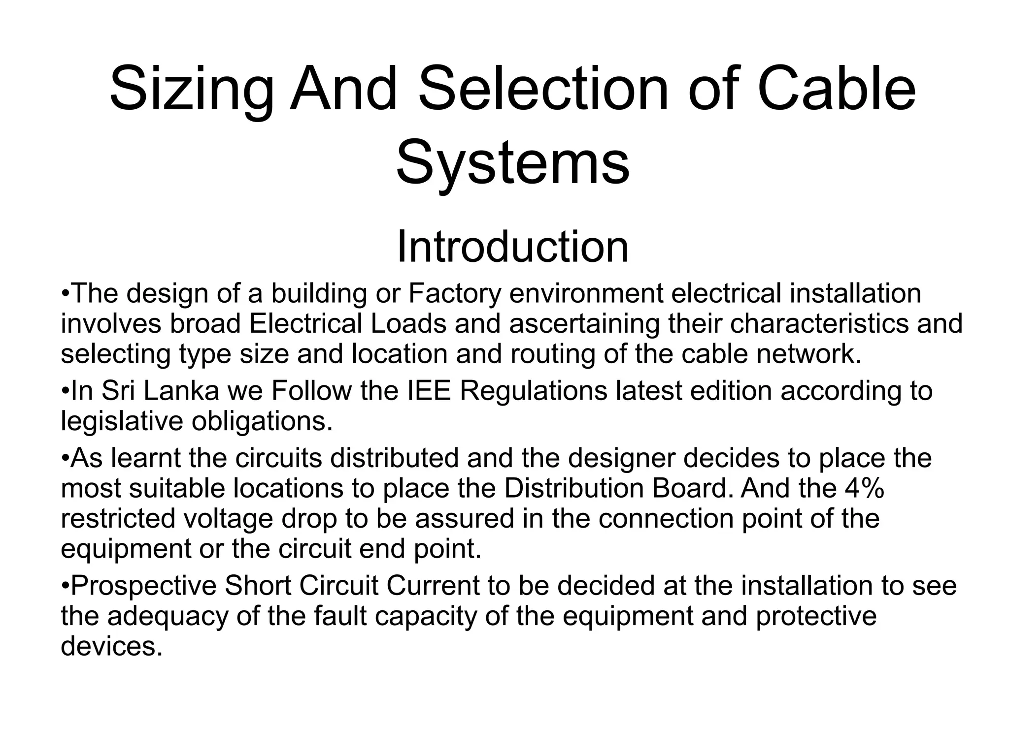 Sizing And Selection of Cable Systems.ppt | Technology & Computing