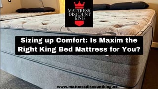 Sizing up Comfort: Is Maxim the
Right King Bed Mattress for You?
www.mattressdiscountking.co
 