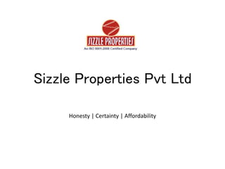 Sizzle Properties Pvt Ltd
Honesty | Certainty | Affordability
 