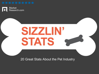SIZZLIN’ 
STATS 
20 Great Stats About the Pet Industry  