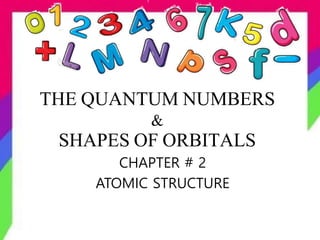 THE QUANTUM NUMBERS
&
SHAPES OF ORBITALS
CHAPTER # 2
ATOMIC STRUCTURE
 